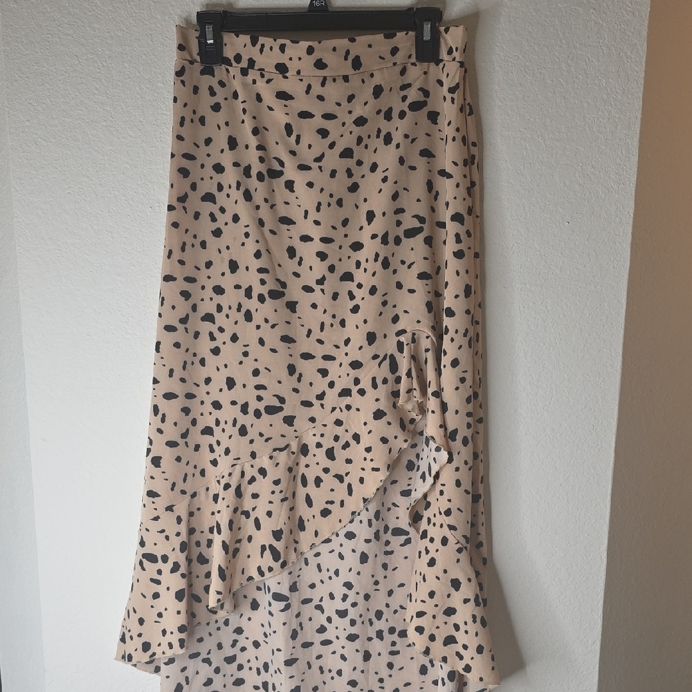 Stylish Beige and Black Polka Dot Skirt